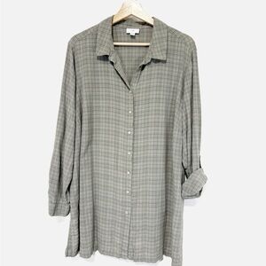 J. Jill Caraway Women's Plaid Button Down Long Sleeve Shirt Tunic Plus Size 2x